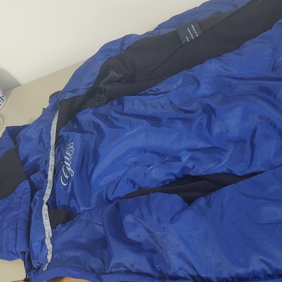 Guess Two Tone Winter Coat Blue/Black Med - Picture 15 of 16